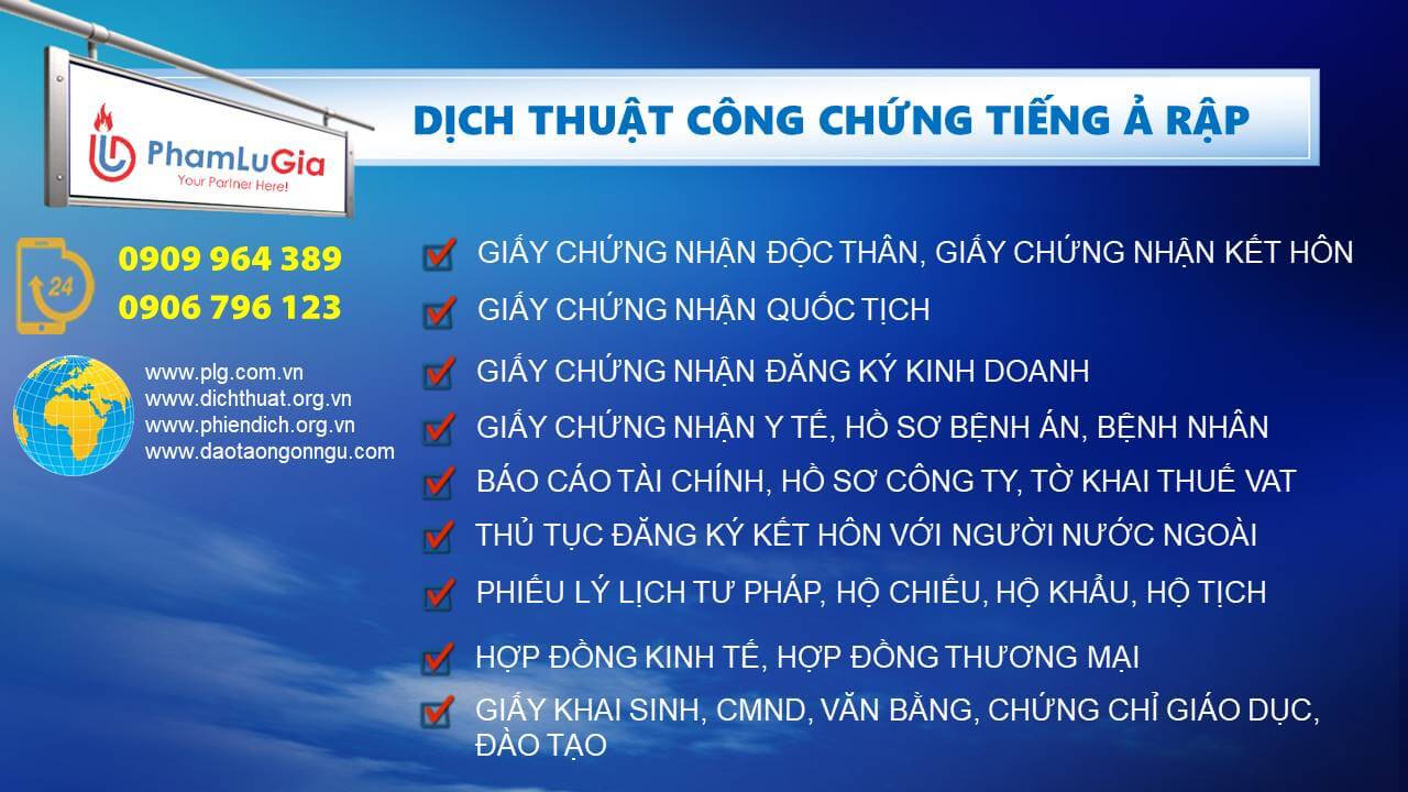 Dịch thuật công chứng tiếng Ả Rập